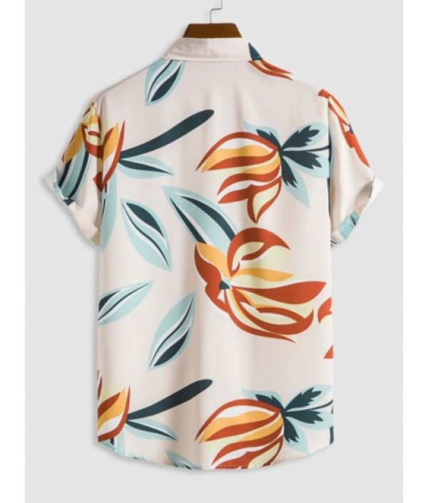 Leaves Print Hawaii Style Shirt With Tapered Pants Two Piece Set Leaves Print Hawaii Style Shirt With Tapered Pants Two Piece Set