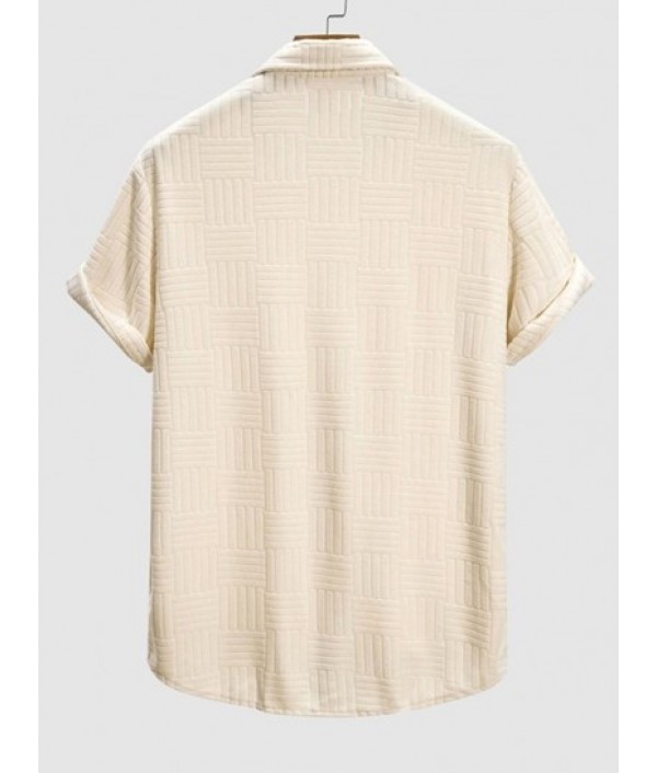 Textured Terry Cloth Jacquard Short Sleeves Shirt And Sweat Shorts Set Textured Terry Cloth Jacquard Short Sleeves Shirt And Sweat Shorts Set