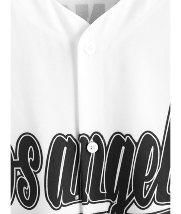 Los Angeles Short Sleeves Baseball Shirt And Colorblock Beam Feet Cargo Pants Set