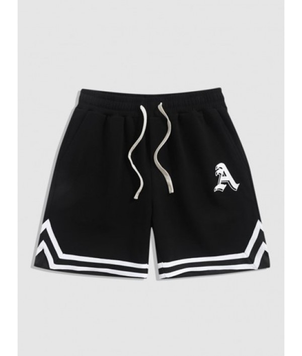 Men's Eagle Letter Rose Graphic Pattern Short Sleeves T-shirt And Striped Pattern Sport Sweat Shorts Set Men's Eagle Letter Rose Graphic Pattern Short Sleeves T-shirt And Striped Pattern Sport Sweat Shorts Set