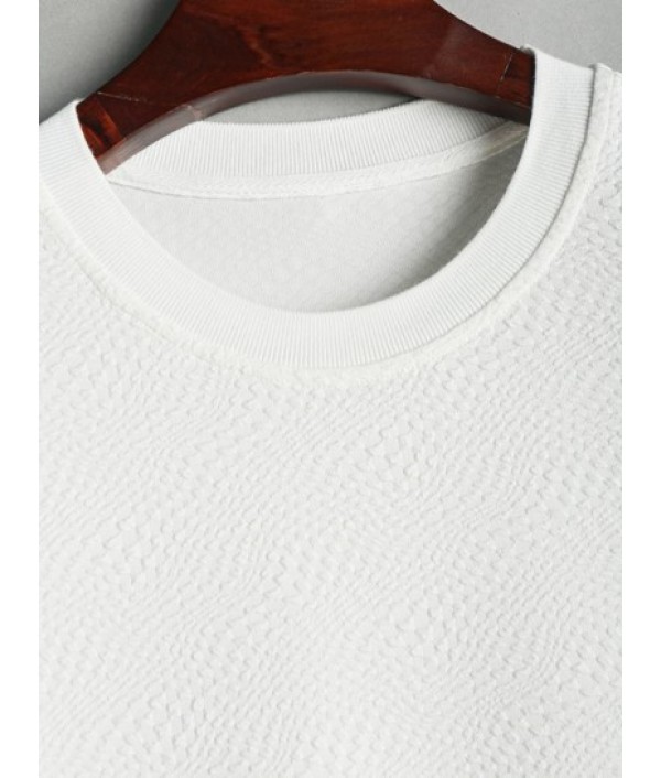 Solid Color Bubble Jacquard Textured Short Sleeves T-shirt And Shorts Set