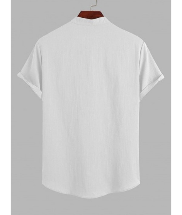 Half Button Roll Up Sleeves Popover Shirt With Drawstring Shorts Two Piece Set Half Button Roll Up Sleeves Popover Shirt With Drawstring Shorts Two Piece Set