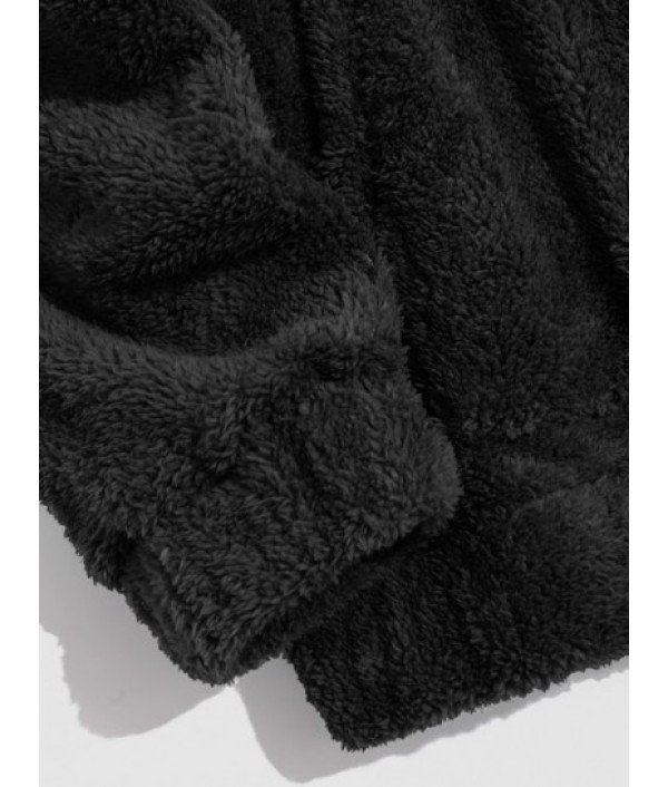 Solid Front Pocket Fluffy Fleece Hoodie And Pants Two Piece Set Solid Front Pocket Fluffy Fleece Hoodie And Pants Two Piece Set