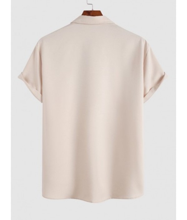 Solid Color Short Sleeves Shirt And Casual Shorts Two Pieces Set