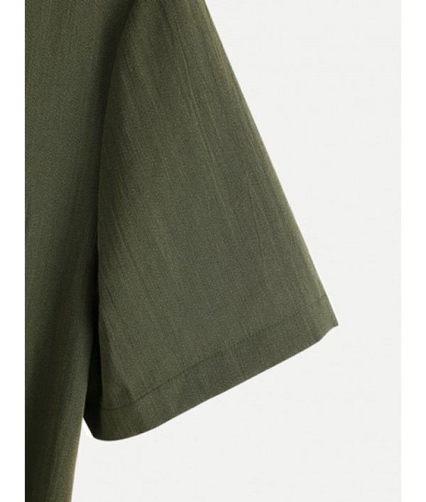 Men's Solid Color Double Front Pockets Design Zip Up Turndown Collar Tie Up Rompers Men's Solid Color Double Front Pockets Design Zip Up Turndown Collar Tie Up Rompers