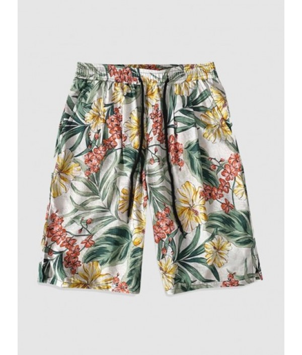 Men's Summer Beach Vacation Matching Co Ord Tropical Leaves Plant Floral Print Short Sleeves Front Pocket Two Piece Hawaii Shirt And Drawstring Pockets Bermuda Shorts Set Men's Summer Beach Vacation Matching Co Ord Tropical Leaves Plant Floral Print Short Sleeves Front Pocket Two Piece Hawaii Shirt And Drawstring Pockets Bermuda Shorts Set