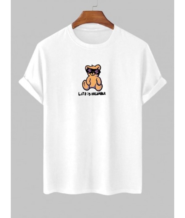 Men's Sunglasses Bear Slogan Print Short Sleeve T Shirt And Basic Casual Shorts Set Men's Sunglasses Bear Slogan Print Short Sleeve T Shirt And Basic Casual Shorts Set