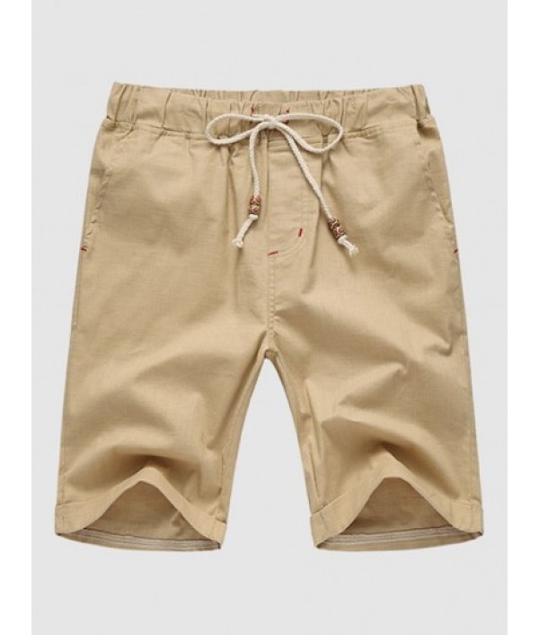 Coconut Tree Print Hawaiian Shirt With Cotton And Linen Textured Shorts Set