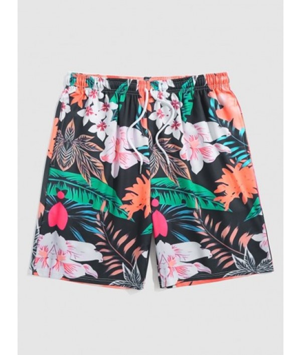 Men's Floral Tropical Leaf Print Casual Beach Summer Vacation Hawaii Short Sleeves Shirt And Drawstring Shorts Two Pieces Set Men's Floral Tropical Leaf Print Casual Beach Summer Vacation Hawaii Short Sleeves Shirt And Drawstring Shorts Two Pieces Set