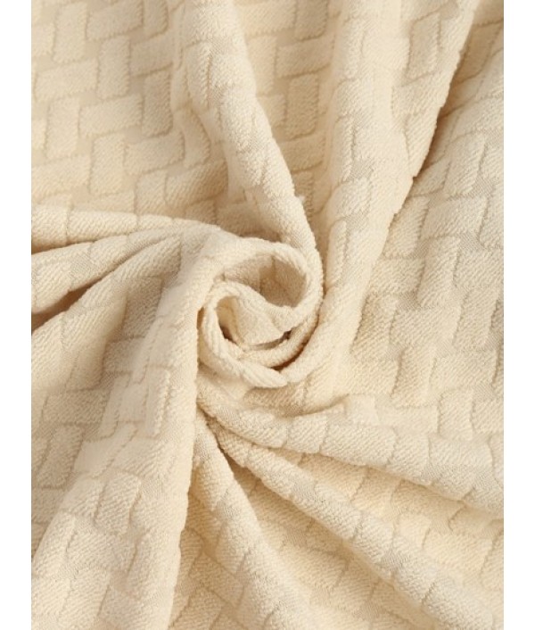 Men's Geometric Jacquard Terry Cloth Short Sleeves Casual Summer Shirt And Basic Linen Pants Set Men's Geometric Jacquard Terry Cloth Short Sleeves Casual Summer Shirt And Basic Linen Pants Set