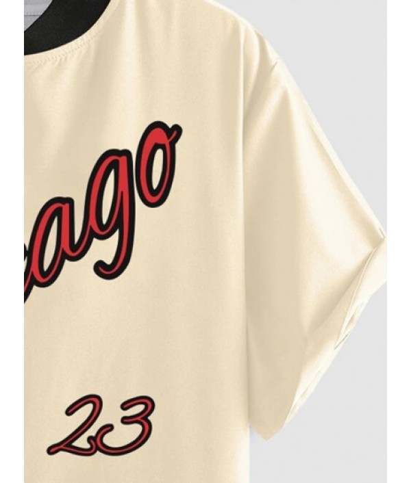 Chicago Baseball Shirt With Jogger Cargo Pants Streetwear Two Piece Set