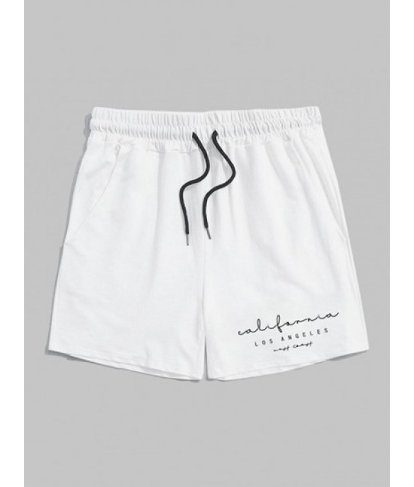 Letter California LOS ANGELES Graphic Printed Short Sleeve T-shirt And Shorts Set Letter California LOS ANGELES Graphic Printed Short Sleeve T-shirt And Shorts Set