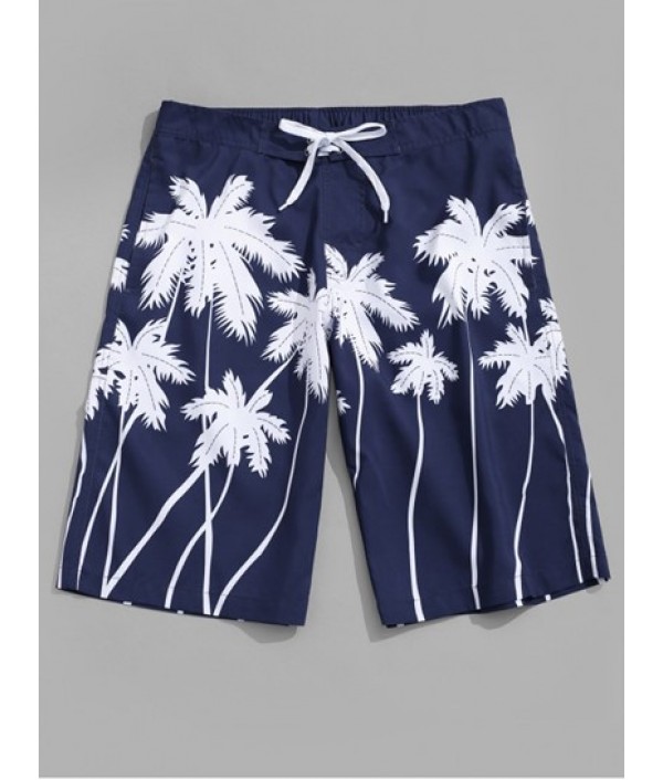 Tropical Coconut Palm Printed Hawaii Shirt And Beach Shorts Two Pieces Set