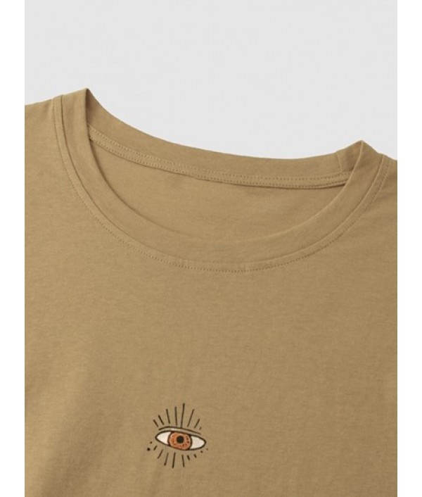 Letter Cactus Eye Graphic Pattern Short Sleeves T-shirt And Casual Shorts Set