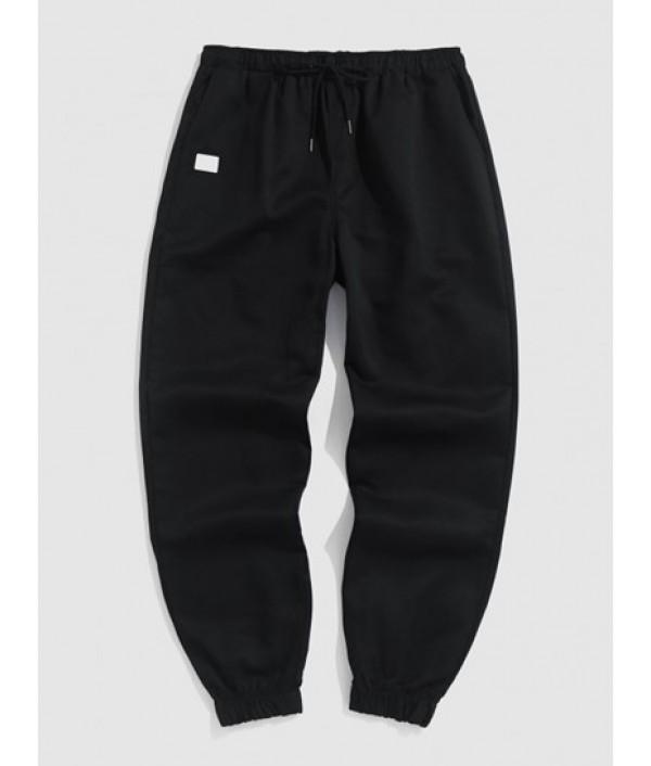 2Pcs Patched Pockets Drawstring Pants Set