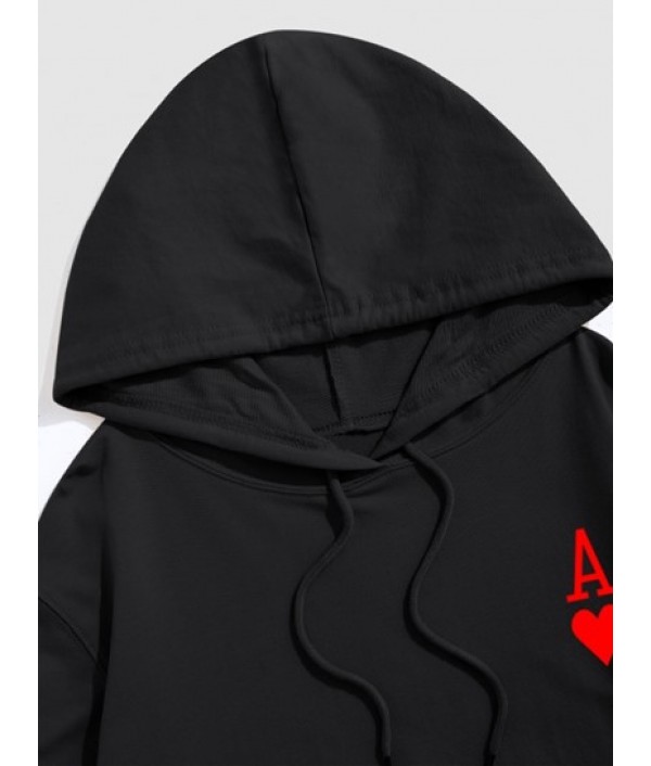 The Ace Of Hearts Playing Card Pullover Hoodie With Jogger Sweatpants Set Outfit The Ace Of Hearts Playing Card Pullover Hoodie With Jogger Sweatpants Set Outfit