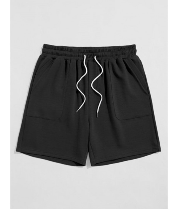 Men's Casual Half Zip Design Polo Collared Basic T-shirt And Drawstring Sweat Shorts Set Men's Casual Half Zip Design Polo Collared Basic T-shirt And Drawstring Sweat Shorts Set