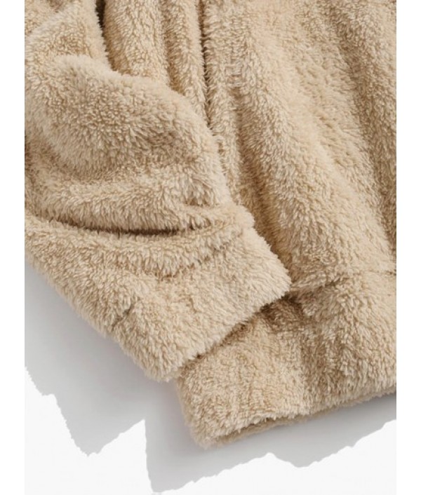 Solid Front Pocket Fluffy Fleece Hoodie And Pants Two Piece Set Solid Front Pocket Fluffy Fleece Hoodie And Pants Two Piece Set